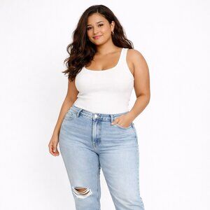 Good American “Good Skate Crop” Distressed Jeans